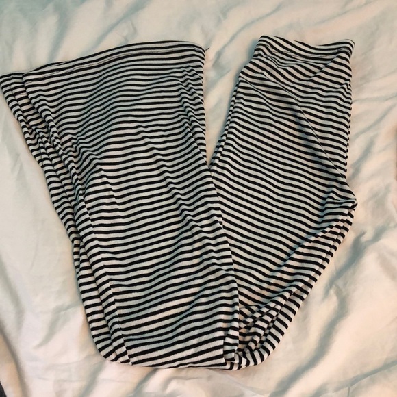 Pants - High waisted stripped bell bottom pants